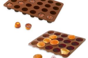 Lot de 2 Flexi'Plaques en silicone - 20 mini-muffins et 24 mini-canelés Mathon