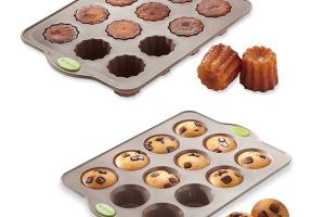 Lot de 2 plaques Rigiflex' : plaque 12 muffins et plaque 12 canelés Mathon
