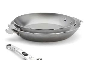 Lot 2 poêles acier Minéral B Loqy 24 et 28 cm et manche amovible De Buyer
