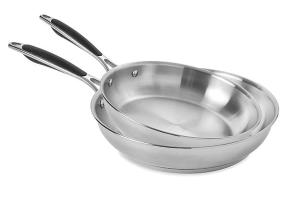 Lot de 2 poêles tout inox 24 et 28 cm Excell'Inox Mathon