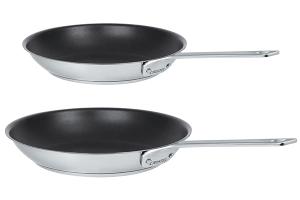 Lot 2 poêles inox antiadhérentes 1826 24 et 28 cm Cristel