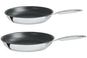 Lot 2 poêles inox antiadhérentes Castel'Pro 24 et 28 cm Cristel