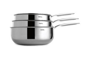 Lot 3 casseroles inox Castel'Pro 16,18 et 20 cm Cristel