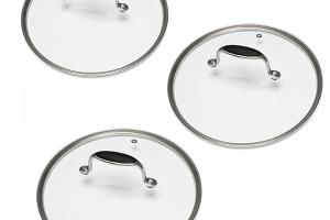 Lot 3 couvercles en verre Excell'Inox 16, 18 et 20 cm Mathon