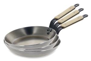 Lot 3 poêles acier Minéral B Bois 20, 24 et 28 cm De Buyer