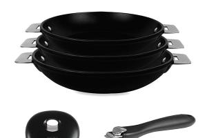 Lot de 3 poêles amovibles Cookway avec anse et poignée 20 24 28 cm Cristel