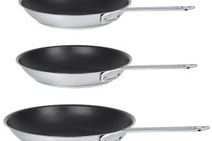 Lot 3 poêles inox antiadhérentes 1826 20, 24 et 28 cm Cristel