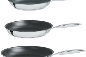 Lot 3 poêles inox antiadhérentes Castel'Pro 20, 24 et 28 cm Cristel