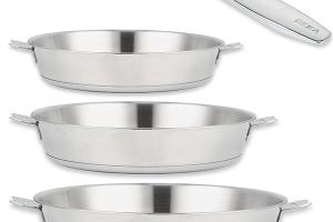 Lot 3 poêles tout inox Evolution 20, 24 et 28 cm et manche amovible Beka