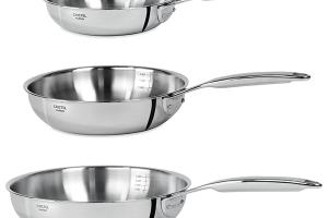 Lot 3 poêles sautoir tout inox Castel'Pro 20, 24 et 28 cm Cristel