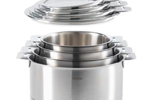 Lot de 4 casseroles et 4 couvercles Strate de 14 à 20 cm Cristel