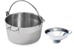 Lot bassine à confiture inox 30 cm et entonnoir 14 cm Mathon