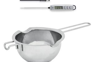 Lot bol bain-marie inox 750 ml et thermomètre digital de cuisine à sonde Mathon
