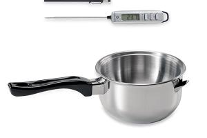 Lot casserole bain-marie inox et thermomètre digital de cuisine à sonde Mathon