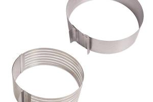 Lot cercle à trancher et cercle à gâteau extensibles inox Mathon