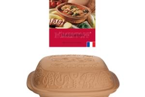 Lot cocotte ovale terre cuite 39 cm et livre de recettes Römertopf