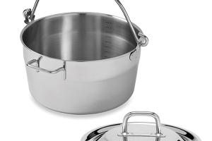 Lot marmite à confiture ou crustacé et couvercle inox 30 cm