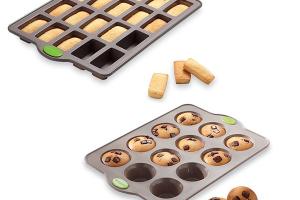 Lot plaque 20 financiers et plaque 12 muffins en silicone structure acier Rigiflex Mathon