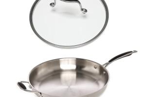 Lot poêle tout inox et couvercle verre 32 cm Excell'Inox Mathon