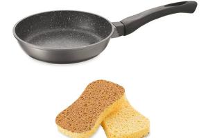 Lot poêle revêtement Dur comme la pierre 24 cm et 2 éponges végétales Mathon