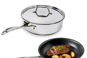 Lot Poêle, sauteuse et couvercle 28 cm Chef Beka