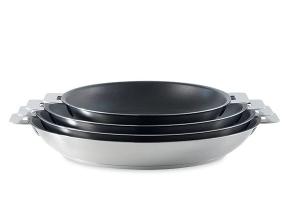 Lot Poêles antiadhérentes inox Strate 20, 24, 26 et 28 cm Cristel