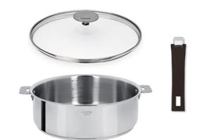Lot sauteuse en inox Casteline 28cm poignée amovible et couvercle Cristel