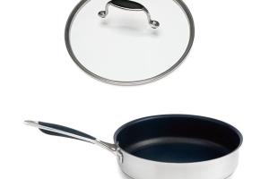 Lot sauteuse inox antiadhérente Excell'Inox 24 cm et couvercle en verre Mathon