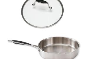 Lot sauteuse tout inox Excell'Inox 24 cm et couvercle en verre Mathon