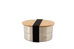 Lunch box ronde en inox 600 ml et couvercle en bambou Point Virgule