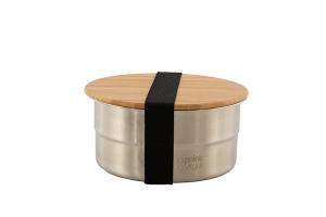 Lunch box ronde en inox 850 ml et couvercle en bambou Point Virgule