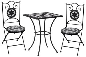 Meuble de bistro mosaïque 3 pièces carreaux céramiques noir/blanc  02_0014508
