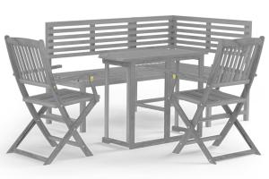 Mobilier de bistro 4 pièces bois d'acacia solide gris 02_0014546