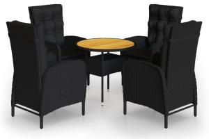 Mobilier de bistro de jardin 5 pièces résine tressée noir 02_0014550