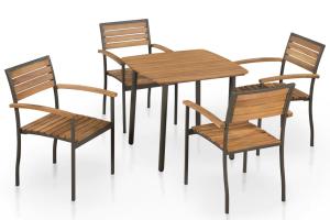Mobilier à dîner d'extérieur 5 pièces bois d'acacia solide et acier 02_0014668