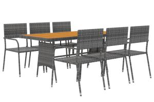 Mobilier à dîner d'extérieur 7 pièces résine tressée gris 02_0014685