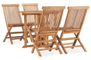 Mobilier à dîner d'extérieur pliable 5 pièces bois solide de teck 02_0014712