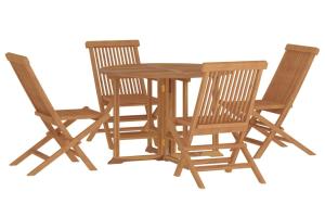 Mobilier à dîner d'extérieur pliable 5 pièces bois solide de teck 02_0014715