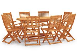 Mobilier à dîner d'extérieur pliable 9 pièces bois d'eucalyptus 02_0014720