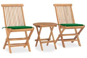 Mobilier à dîner d'extérieur pliable avec coussin 3 pièces teck 02_0014724