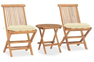 Mobilier à dîner d'extérieur pliable avec coussin 3 pièces teck 02_0014725