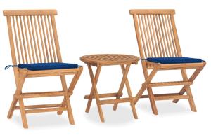 Mobilier à dîner d'extérieur pliable avec coussin 3 pièces teck 02_0014729