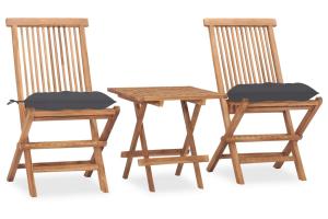 Mobilier à dîner d'extérieur pliable avec coussin 3 pièces teck 02_0014731