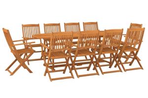 Mobilier à dîner de jardin 11 pièces bois d'acacia massif 02_0014733