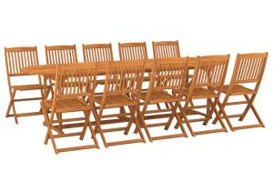 Mobilier à dîner de jardin 11 pièces bois d'acacia massif 02_0014735