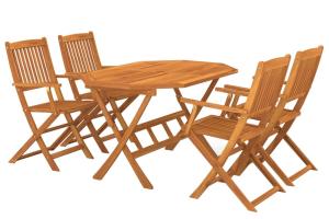 Mobilier à dîner de jardin 5 pièces bois d'acacia solide 02_0014768