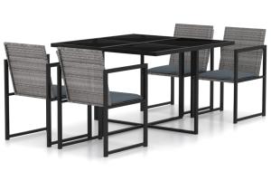 Mobilier à dîner de jardin 5 pièces et coussins résine tressée gris 02_0014795