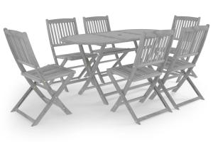 Mobilier à dîner de jardin 7 pièces bois d'acacia massif gris 02_0014808