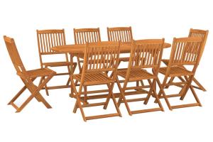 Mobilier à dîner de jardin 9 pièces bois d'acacia massif 02_0014823