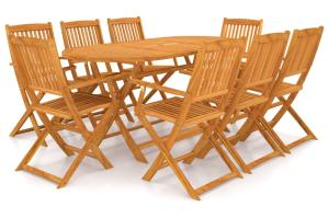 Mobilier à dîner pliable de jardin 9 pièces bois d'acacia solide  02_0014942